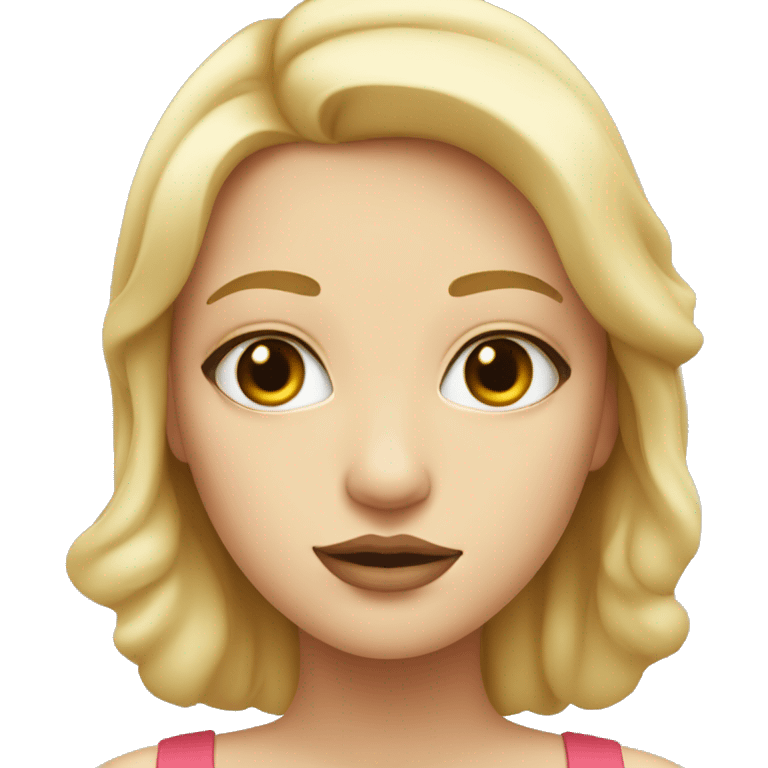 blonde girl, plump lips, half-lidded eyes emoji