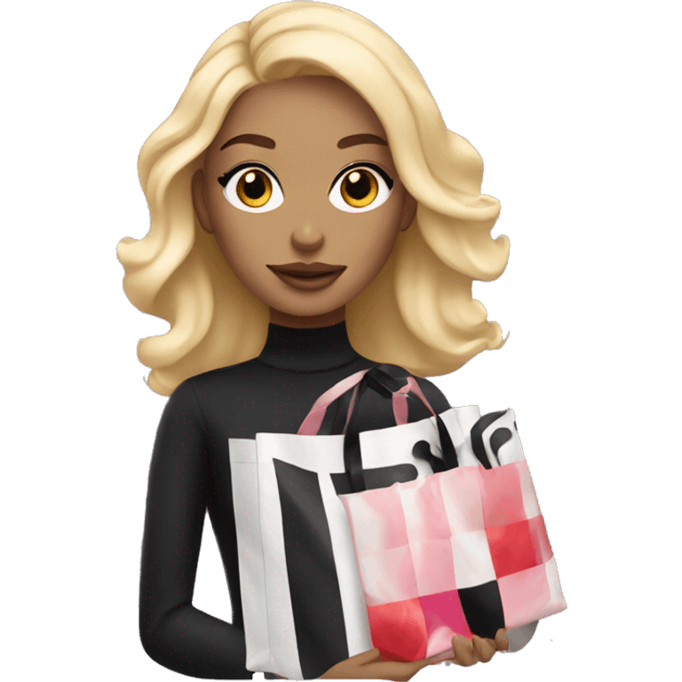 blonde girl holding sephora bag emoji