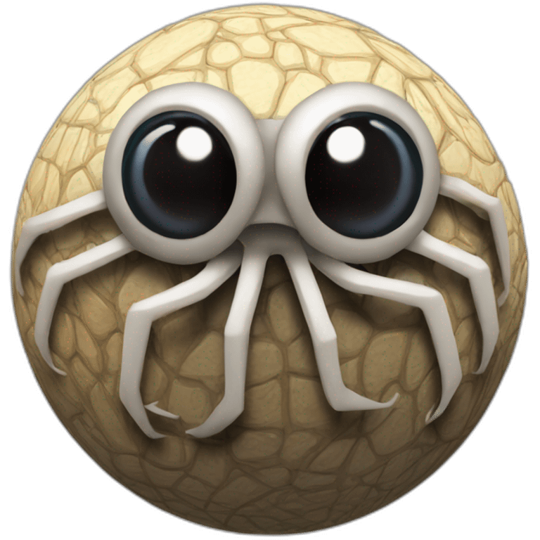 3d sphere with a cartoon Cave Spider skin texture with Eye of Horus emoji