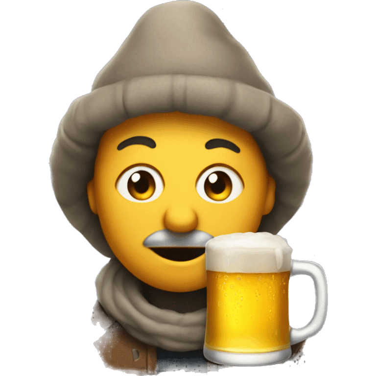 cynic with beer emoji