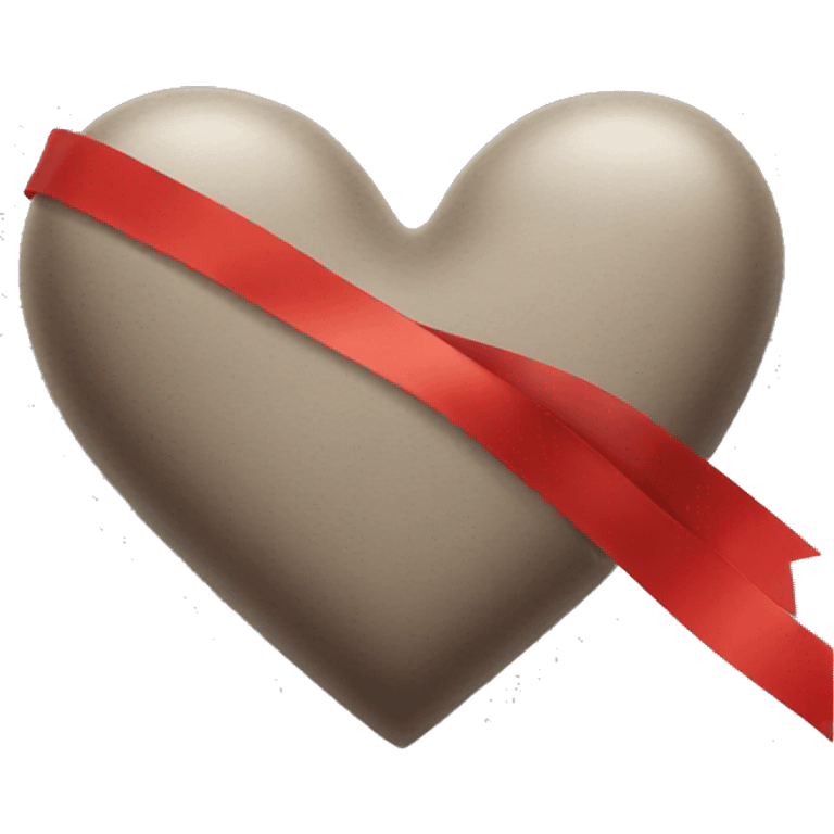 Grayish brown heart with red ribbon emoji