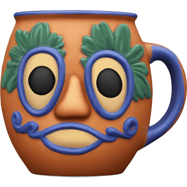 Realistic mexican clay talavera mug isolated.  emoji