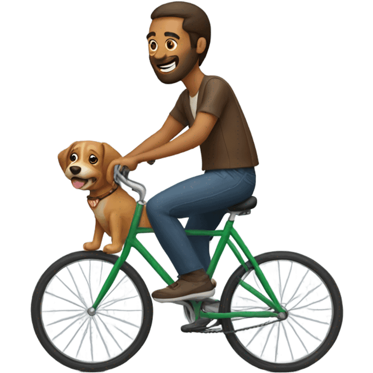 Man riding a bike holding a dog  emoji