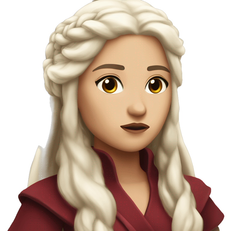 daenerys tan skin dark eyes serious look long hair dark red clothing feminine  emoji