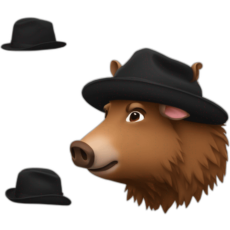 profile really sad brown boar in black common winter hat emoji