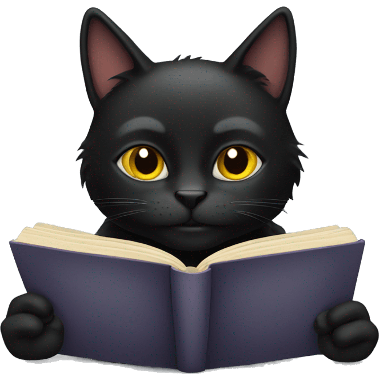 Black cat read book emoji