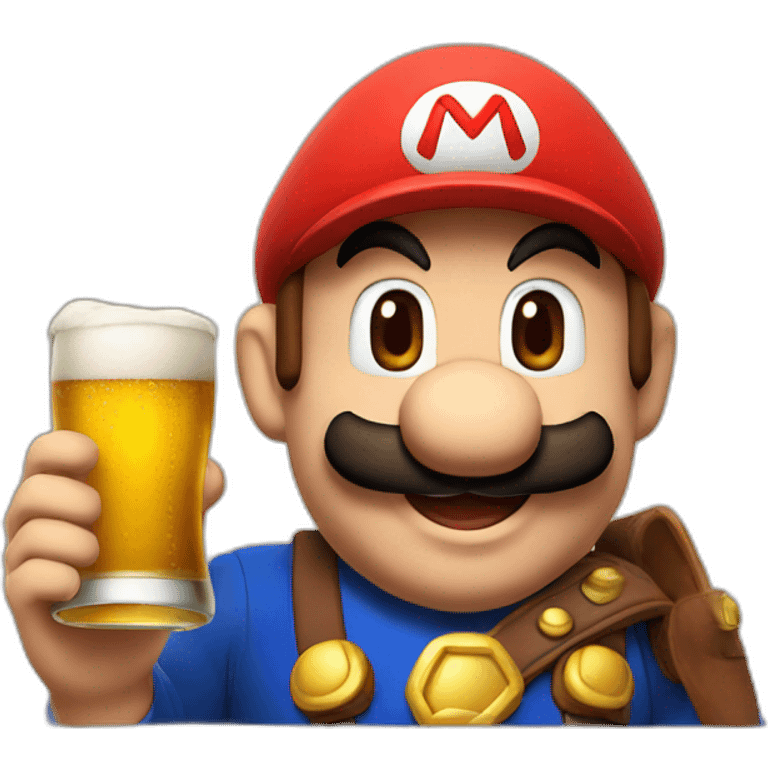 Mario with beer emoji