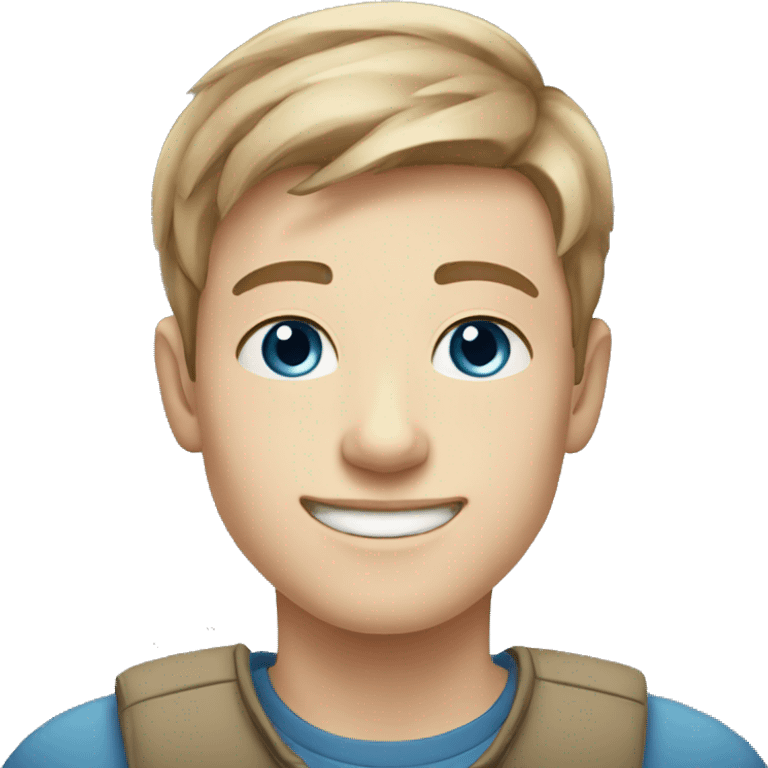 confident happy pale teen boy with short light brown hair blue eyes portrait emoji