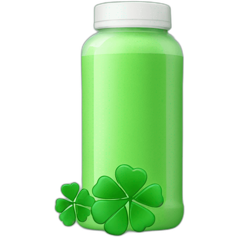 Green Protein Powder Jar with lucky clover happy emoji