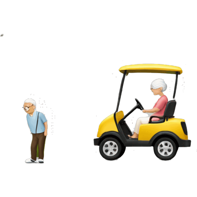 Old lady in golf cart crashed against tree emoji