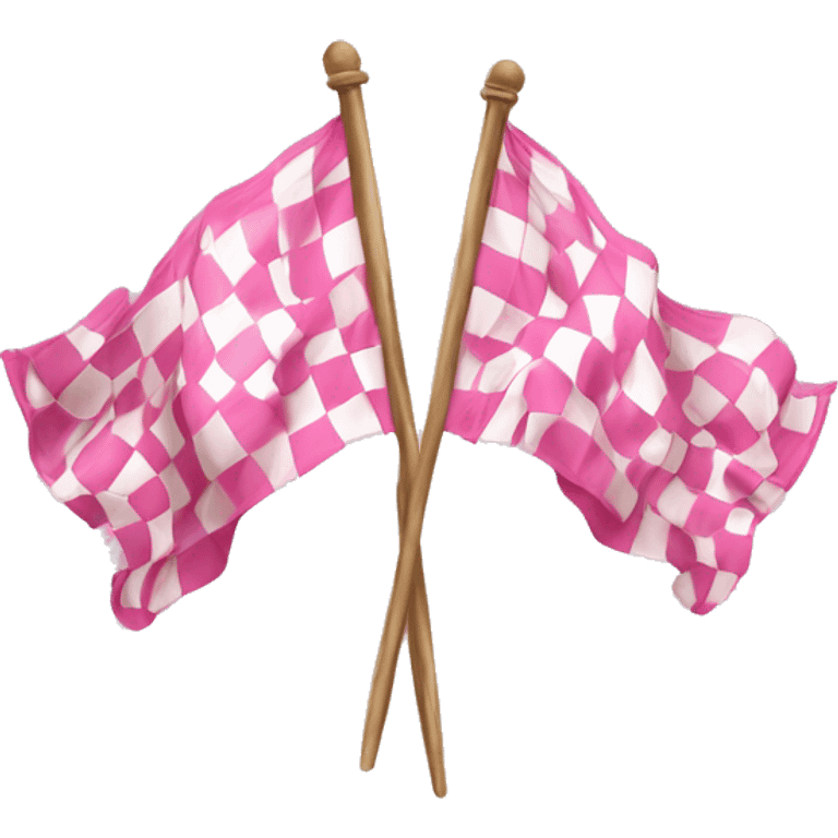 Realistic isolated crossed pink and white checkered flags. emoji