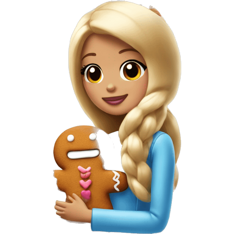 Barbie kissing gingerbread man emoji