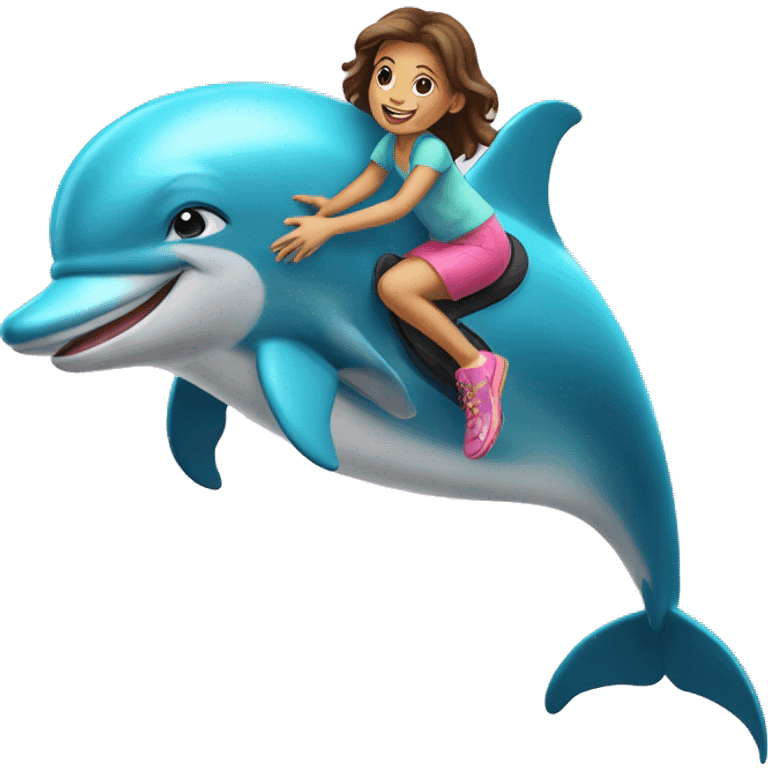 girl riding on dolphin  emoji