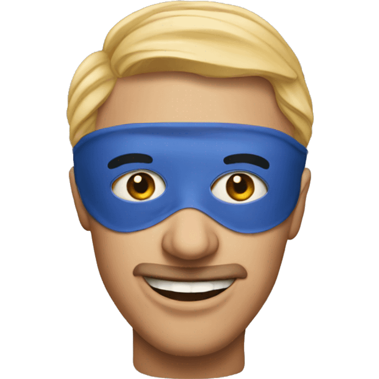 Man wearing comedy mask emoji