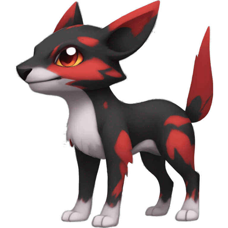 cute edgy black red animal hybrid Fakemon full body emoji