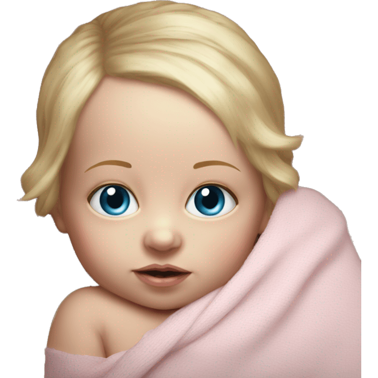 blue eyed blonde newborn girl realistic pink emoji