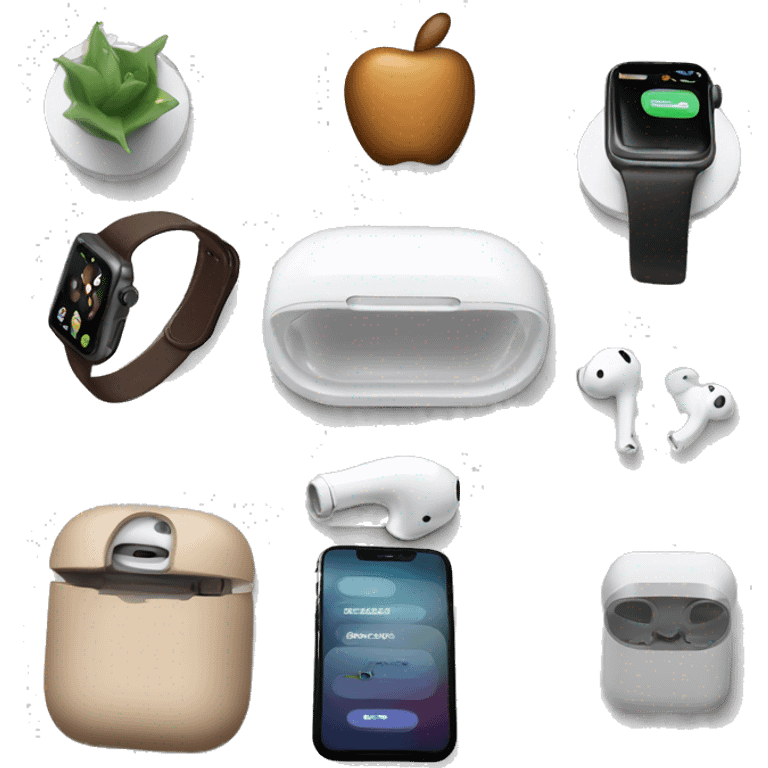 iPhone ecosystem with Apple Watch and AirPods  emoji