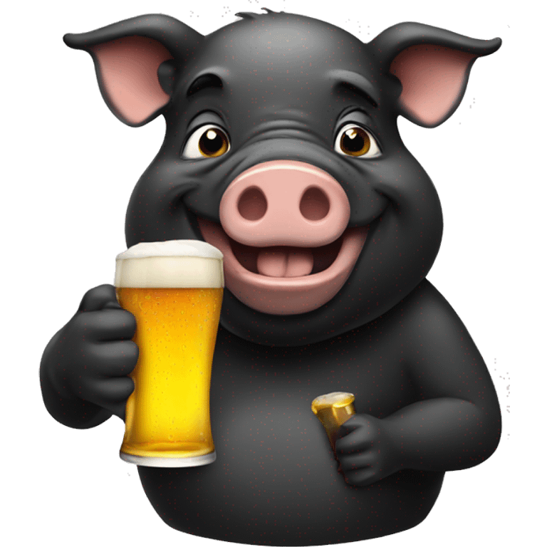 a  black pig drinking beer emoji