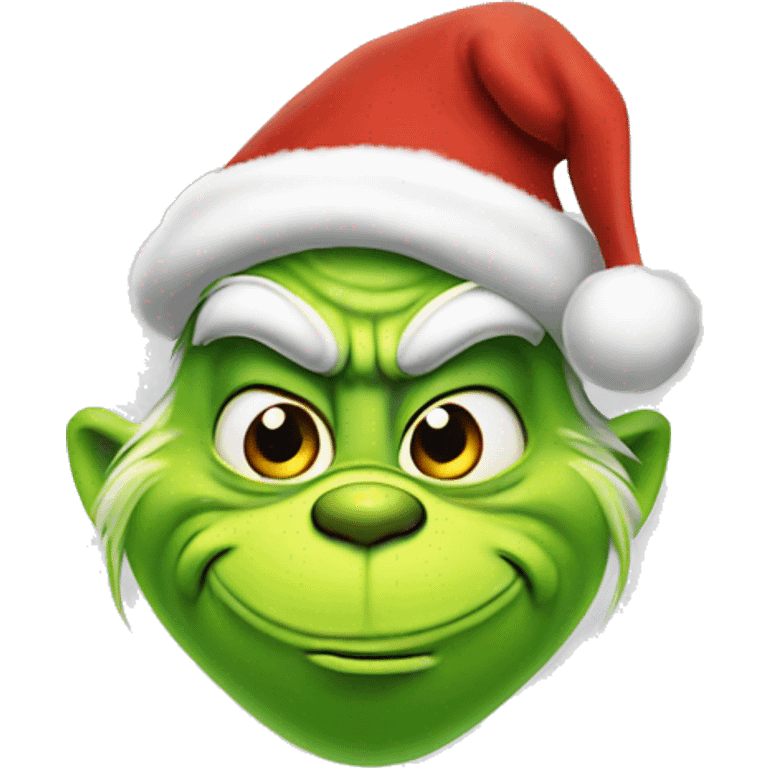 Grinch wearing Santa hat emoji