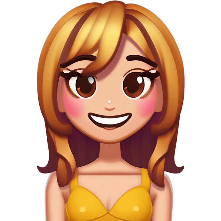 chica con cabello lacio y castaño emoji