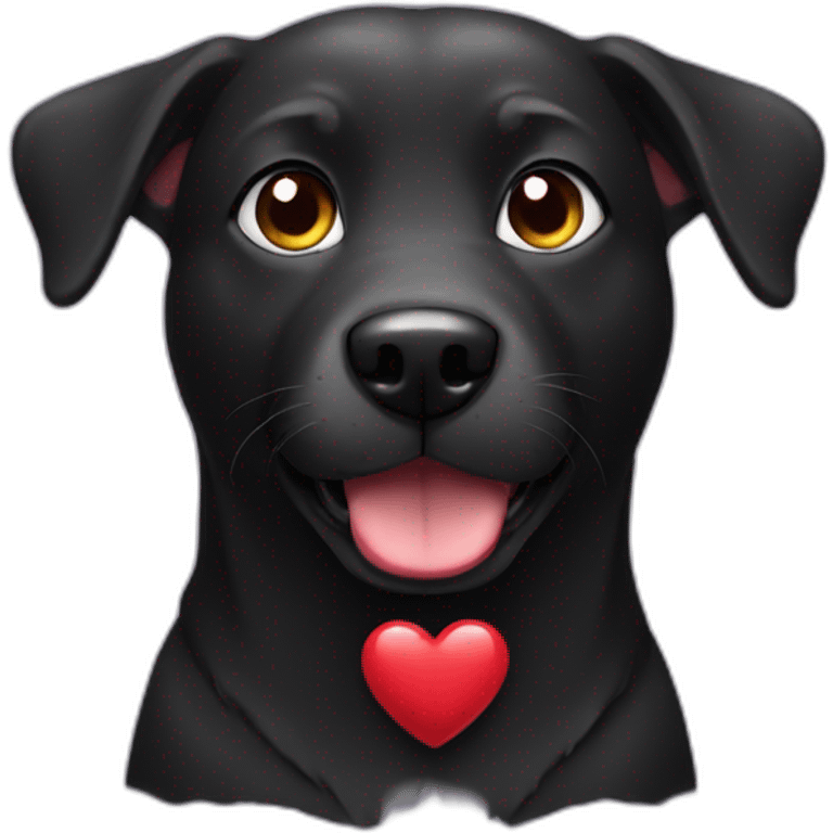 Black dog with heart emoji