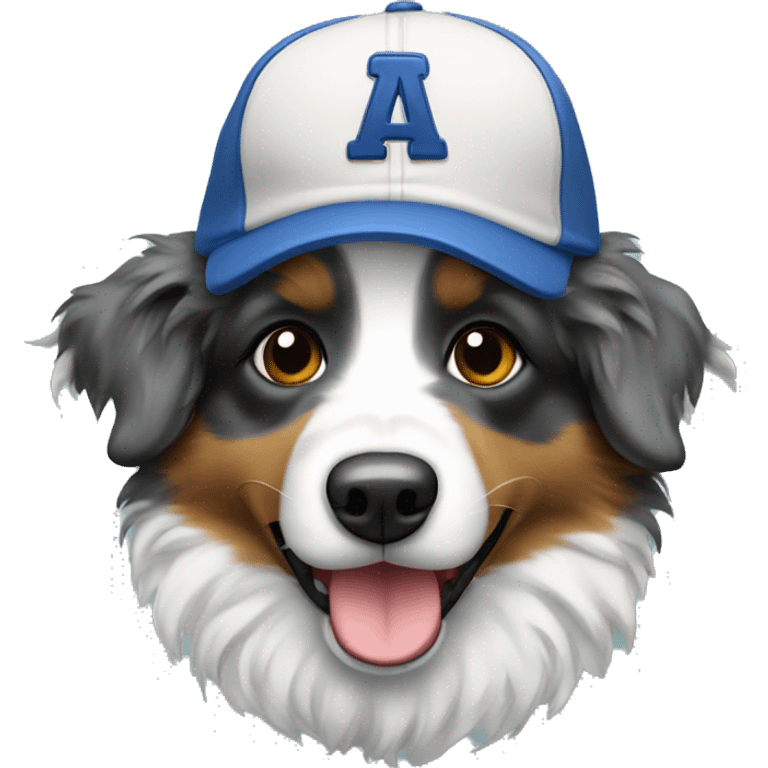 mini aussie doodle with baseball hat emoji