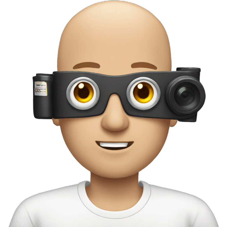 bald hair man with camera emoji