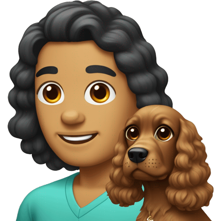 A cocker spaniel with a short beard Latin man and a Latina with thick brows  emoji