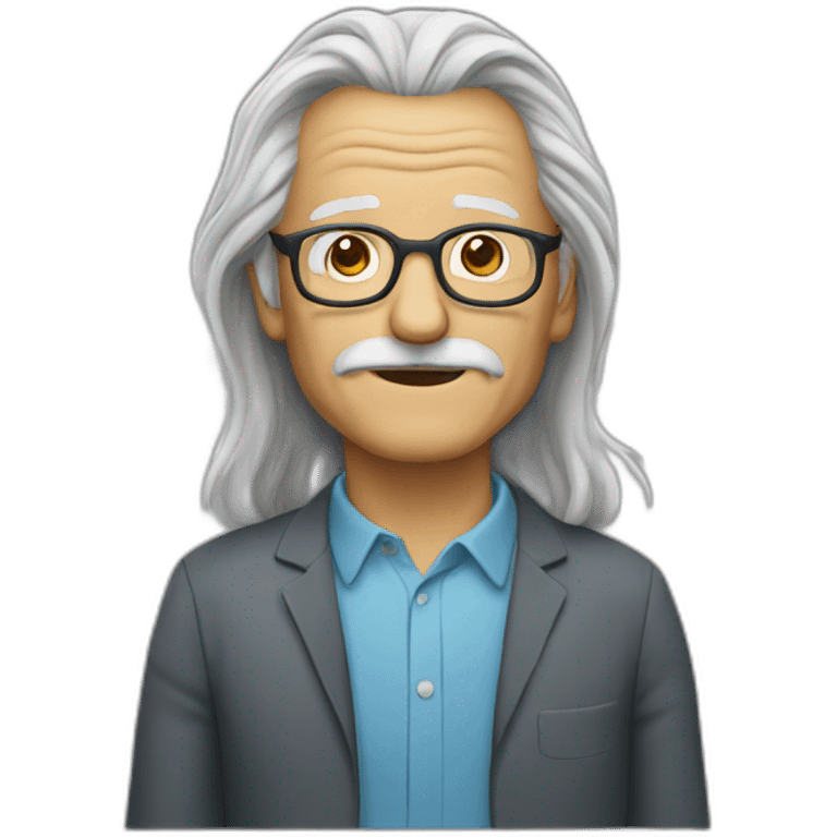 glasses old man long hair without mustache emoji