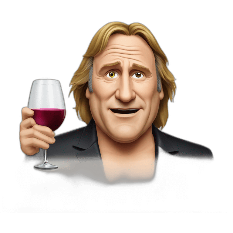 Gérard Depardieu with glass if wine emoji