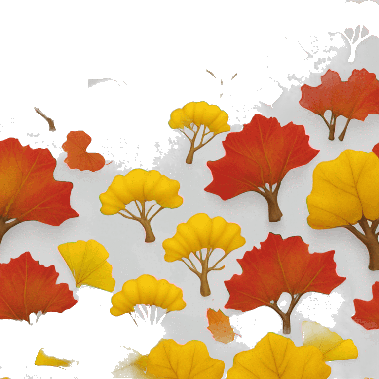 Yellow Ginkgo tree with red maple tree emoji