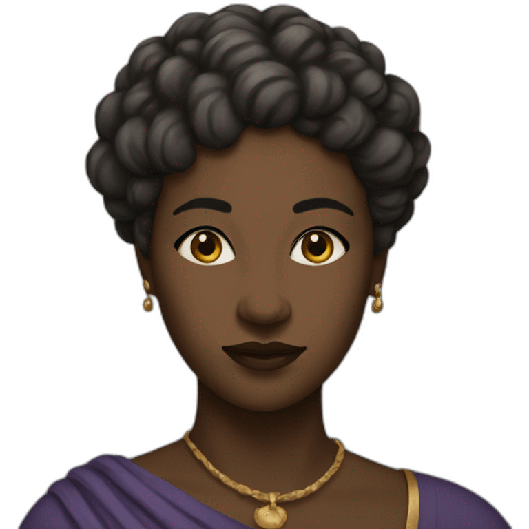 A black woman from 8 th century,short hair, gown emoji