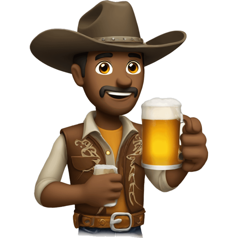 Cowboy drinking beer emoji