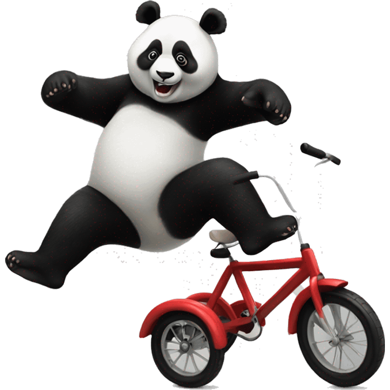 Panda doing backflips on a Tricycle emoji