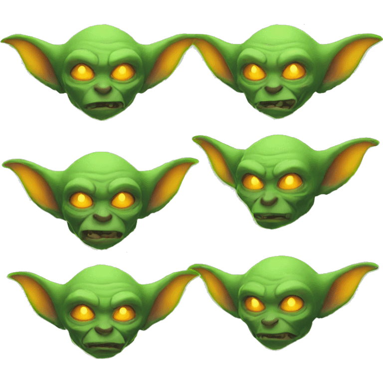 goblin with glowing neon emoji