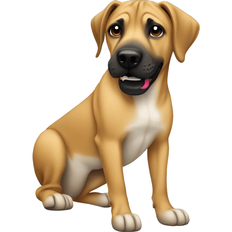 Black Mouth cur dog using a camera emoji