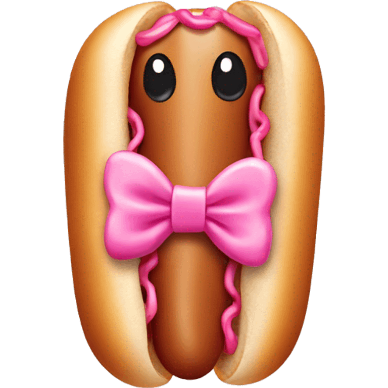 Hot dog wearing a pink bow emoji