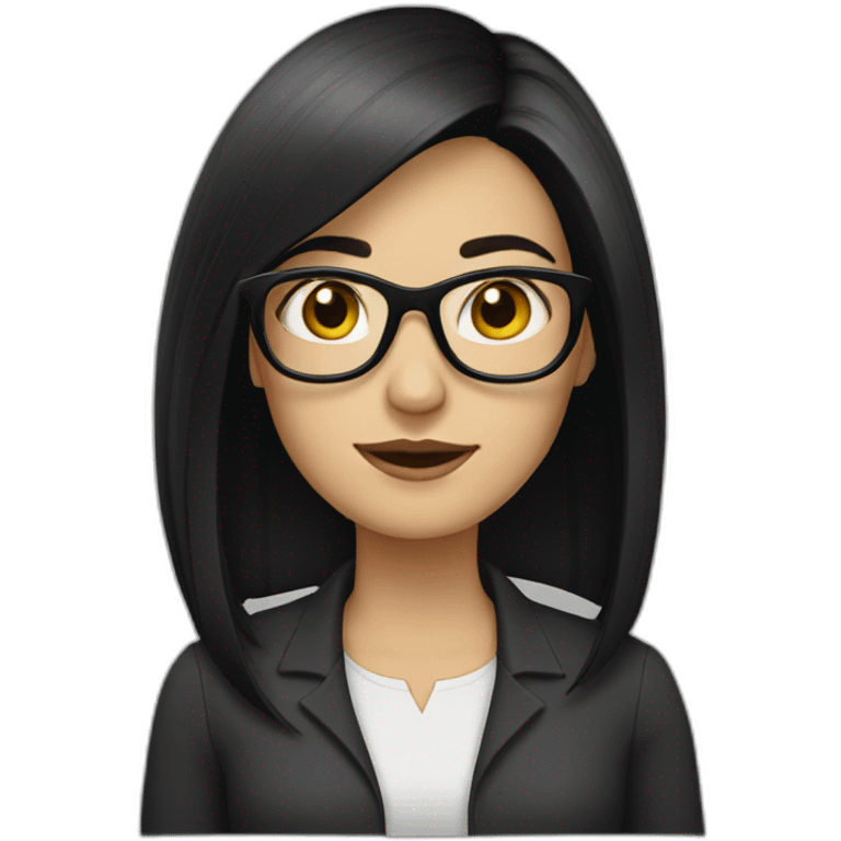 white woman with straight, black hair and black glasses emoji