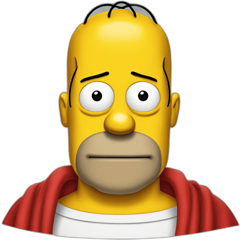 Half body portrait of homer simpson wearing a red cloth emoji