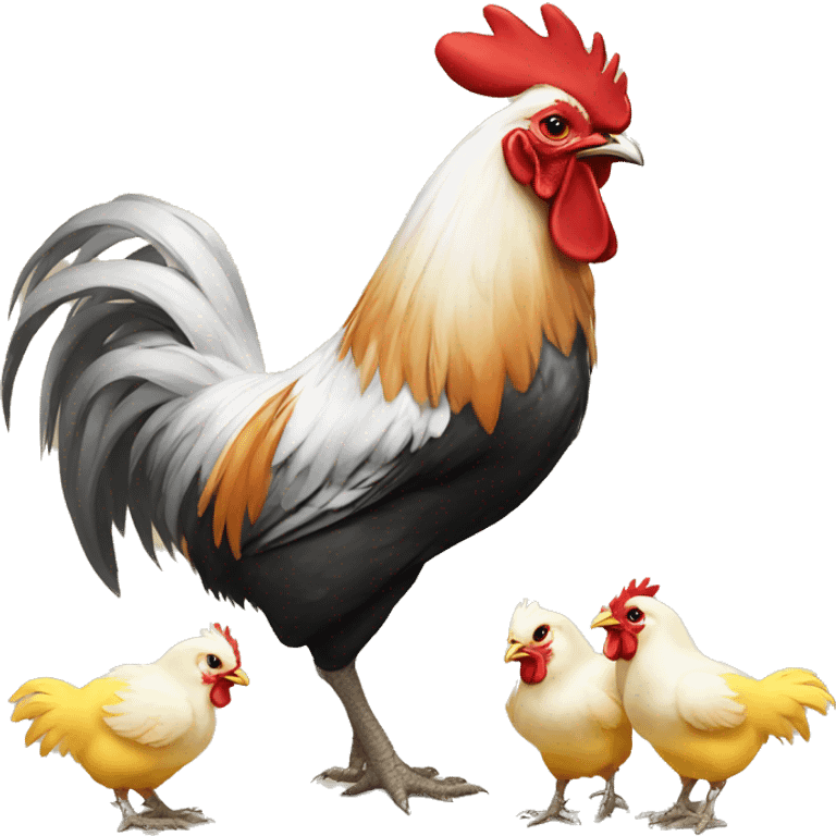 rooster with chicks emoji