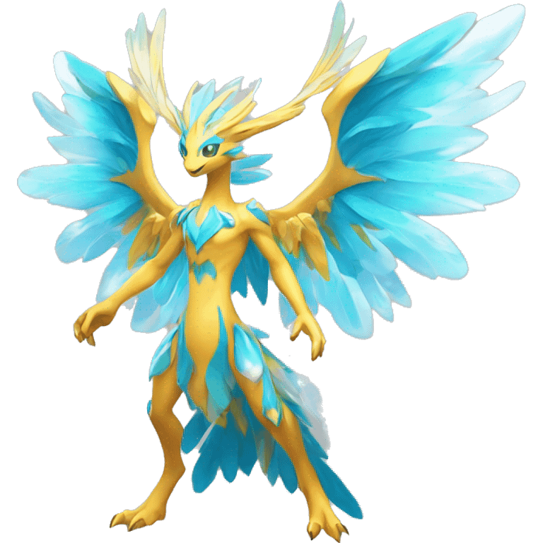 Celestial Godly Crystallic Colorful Vibrant Colors Flying Advanced Fakémon-Legendary-Pokémon-Creature Full Body emoji