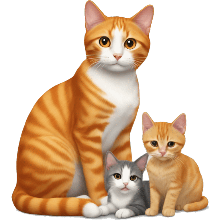 Orange cat with saint kittens emoji