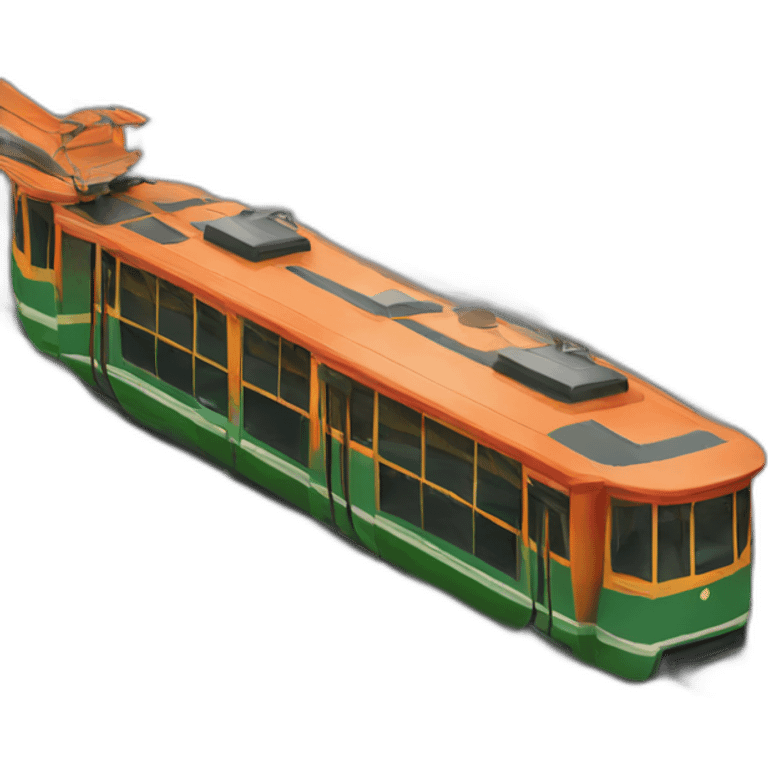 Tramway with red, orange and green flowers design emoji