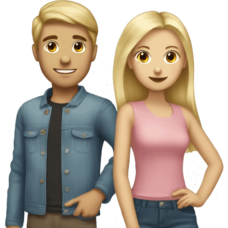 blonde girl with brunette boy couple emoji