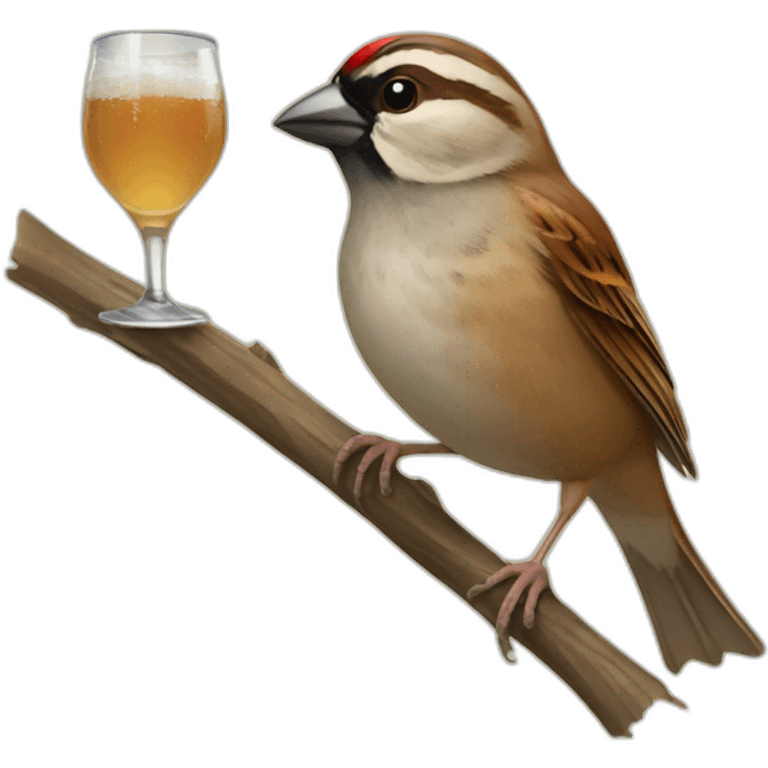 Sparrow drinking cidre emoji