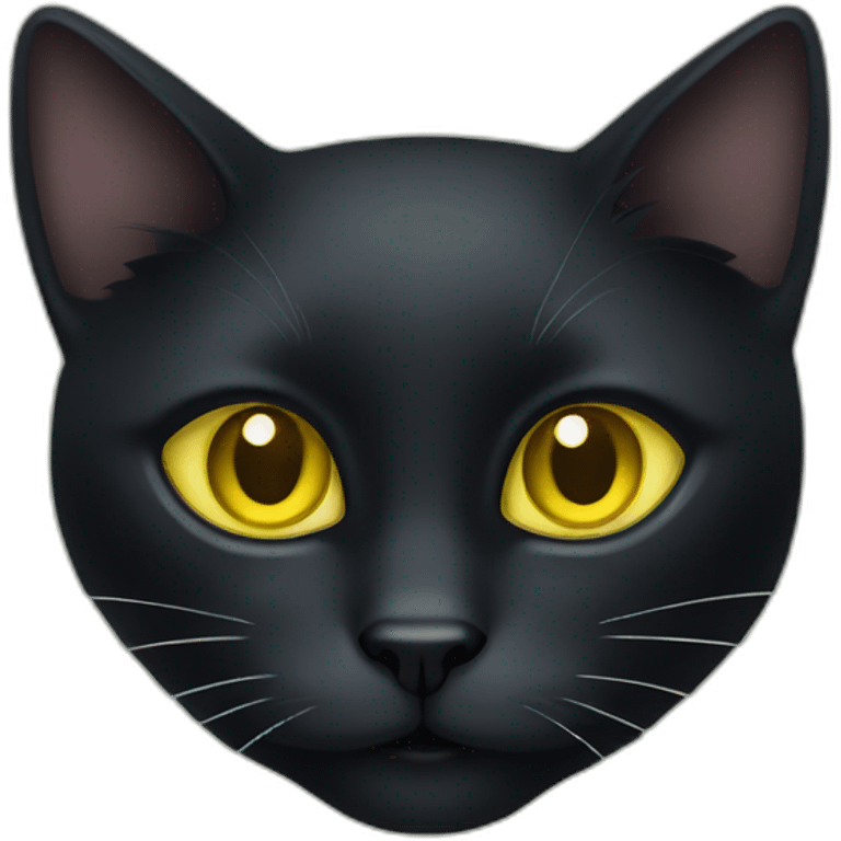 black cat face with yellow greenish eyes emoji