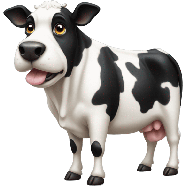 Fat black and white cow looking dog  emoji