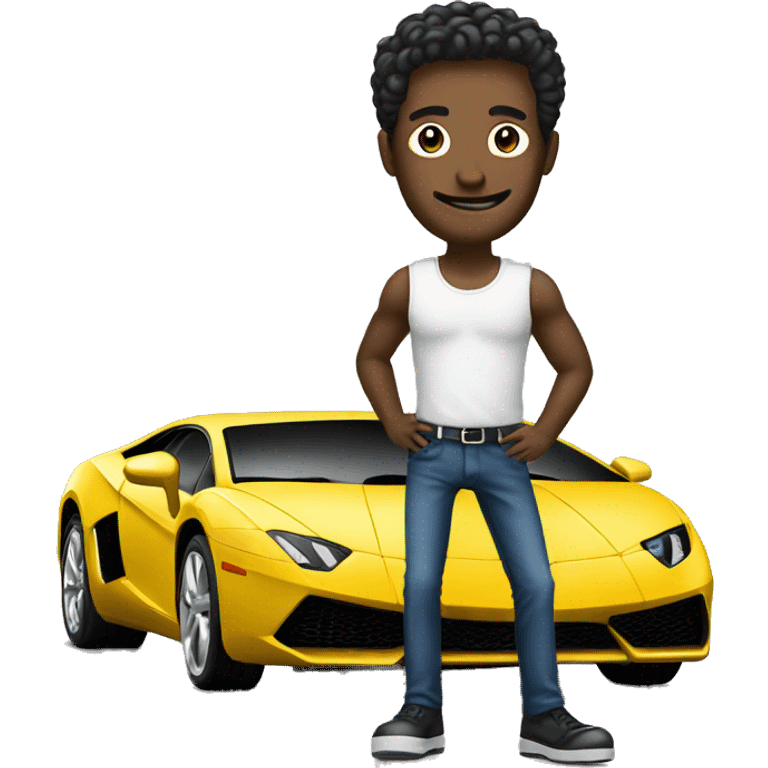 Man standing on a lamborgini emoji