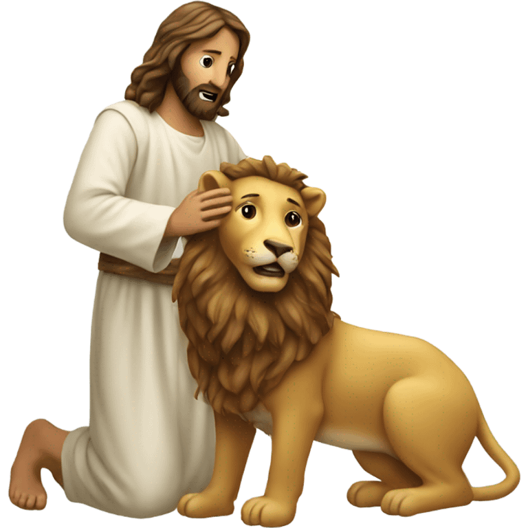 Jesus taming a christmas lion emoji