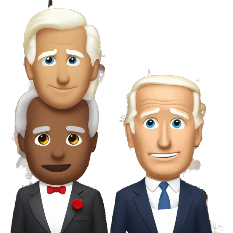 Donald Trump and Joe Biden in a kick line in red cocktail dresses  emoji